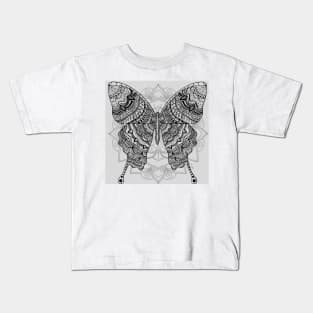 Mandala Butterfly Black Kids T-Shirt